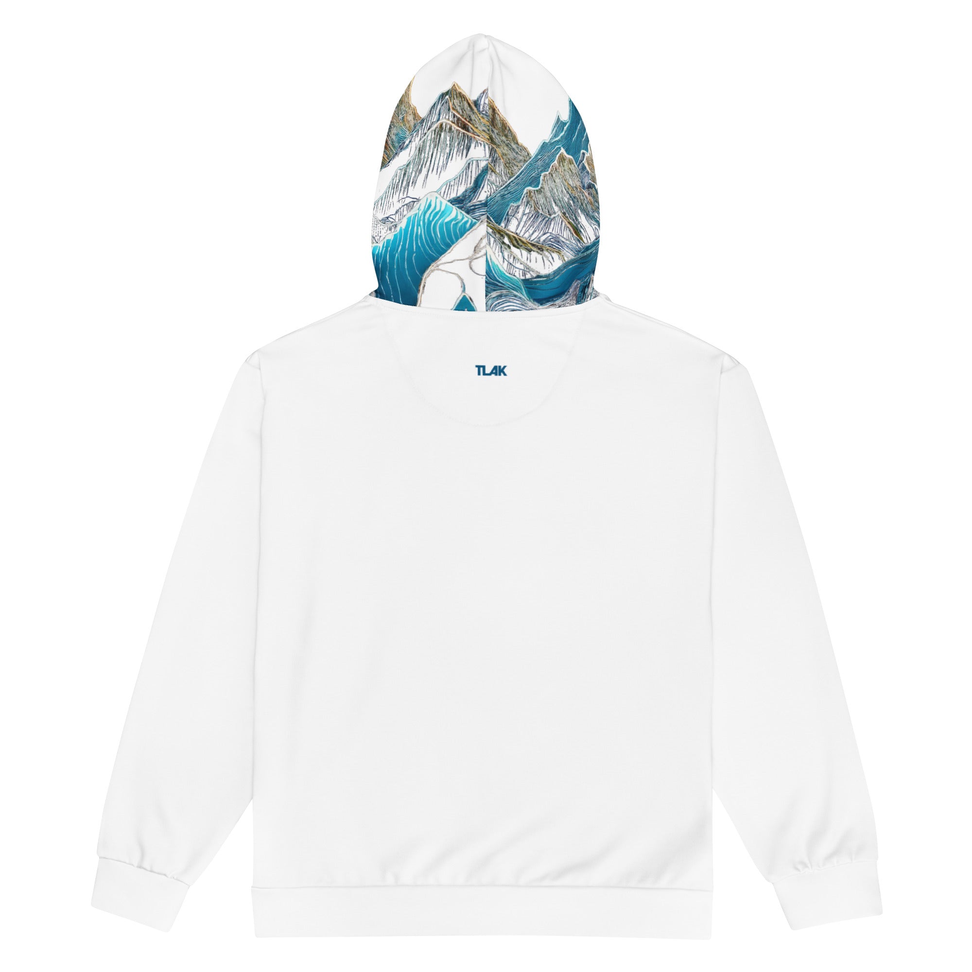 Hoodie premium zip Mountains white