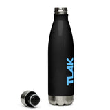 Stainless steel thermo bottle black with blue logo