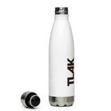 Stainless steel thermo bottle white with brown logo