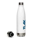 Stainless steel thermo bottle white with blue logo